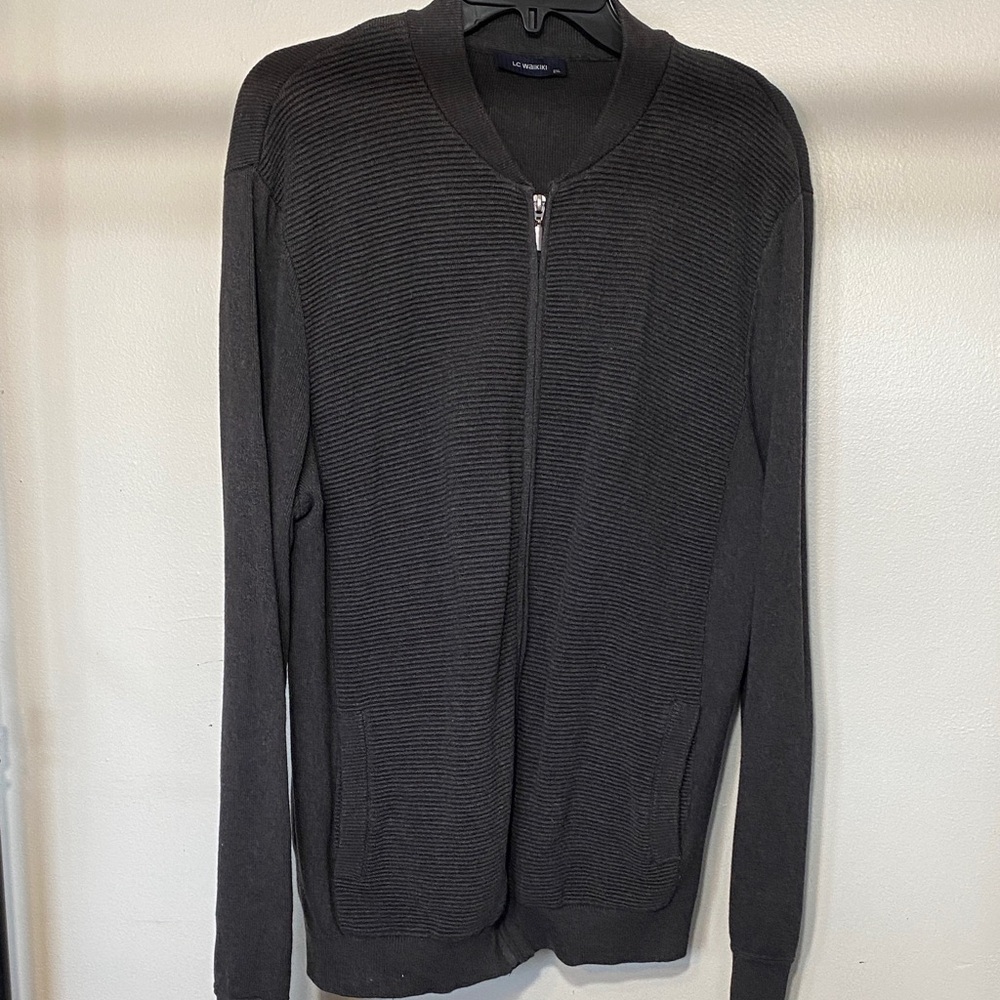 Men's Black Zip-Up Sweater